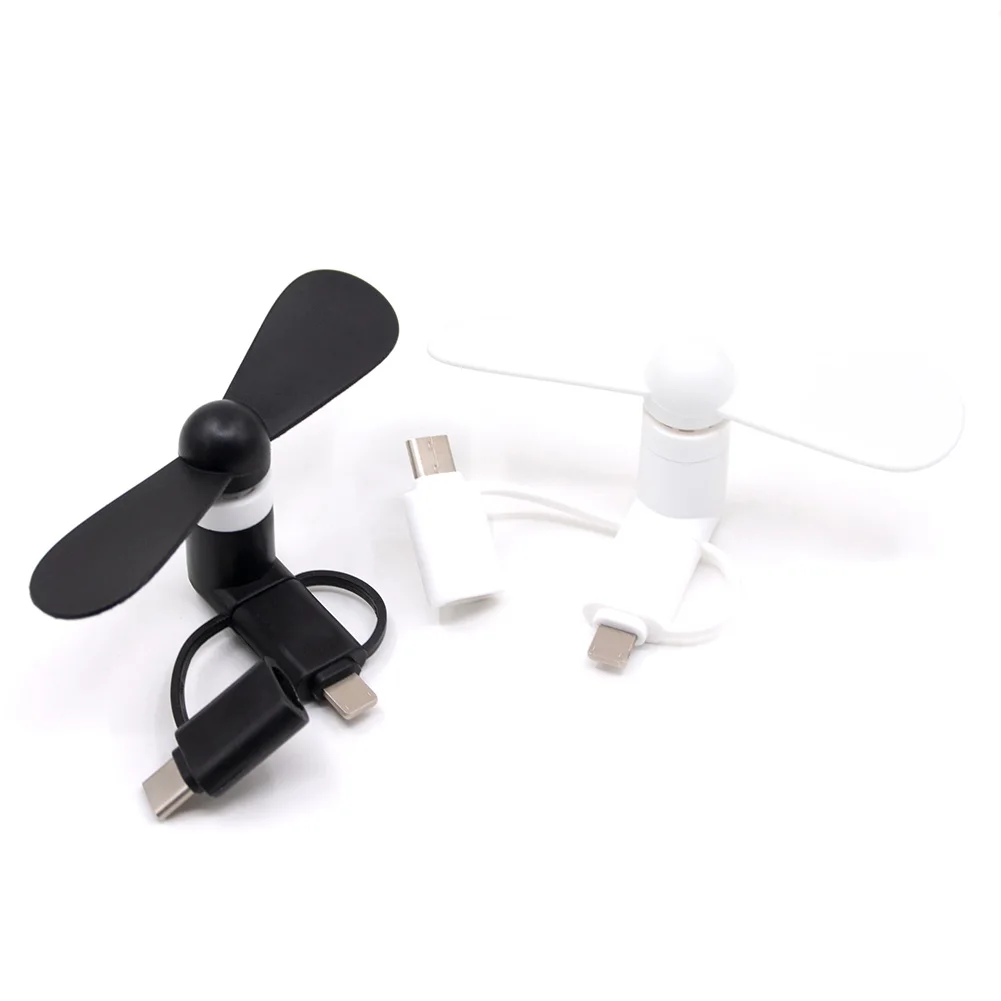 Marketing Gift Items Promotion 3 In 1 Phone Fan Portable Type C Mobile Phone Fans Giveaway Mini USB Fan For Iphone Type C