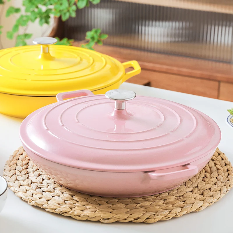 Health and environmental Wholesale Cast Iron Enamel Casserole non-stick Cookware sets Pot for seafood Multifunction Cooking Pots