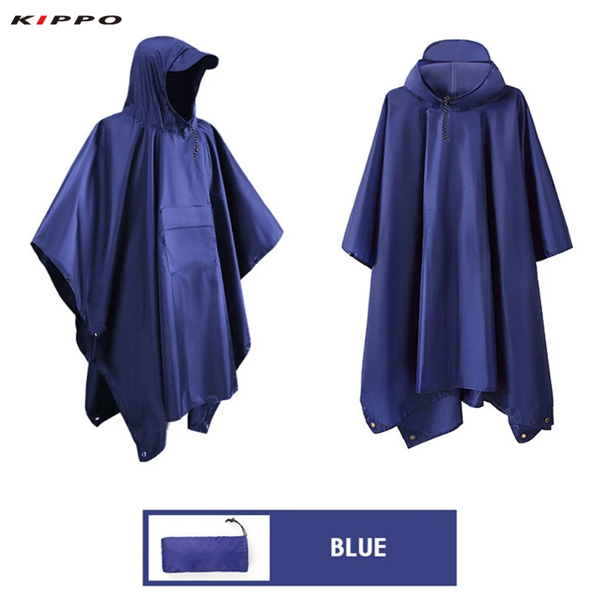 Kippo 3in1 outdoor poncho 210T polyester PU coating tourist trekking poncho Mountain Fishing poncho Raincoat