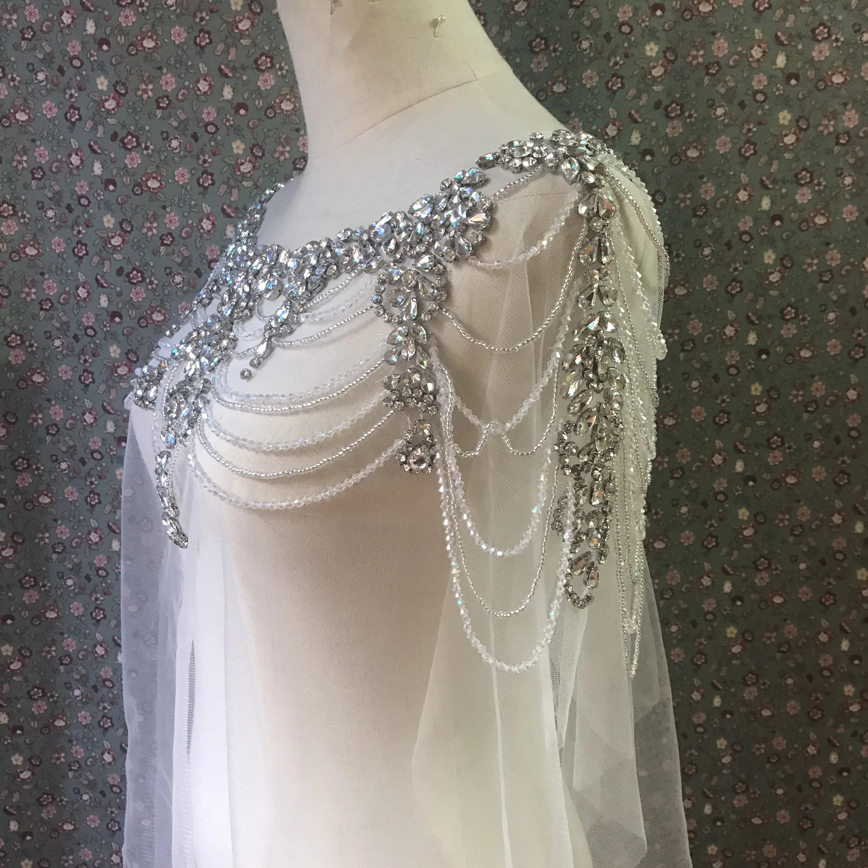 
winter decorative lacer crystal beads bolero for wedding 