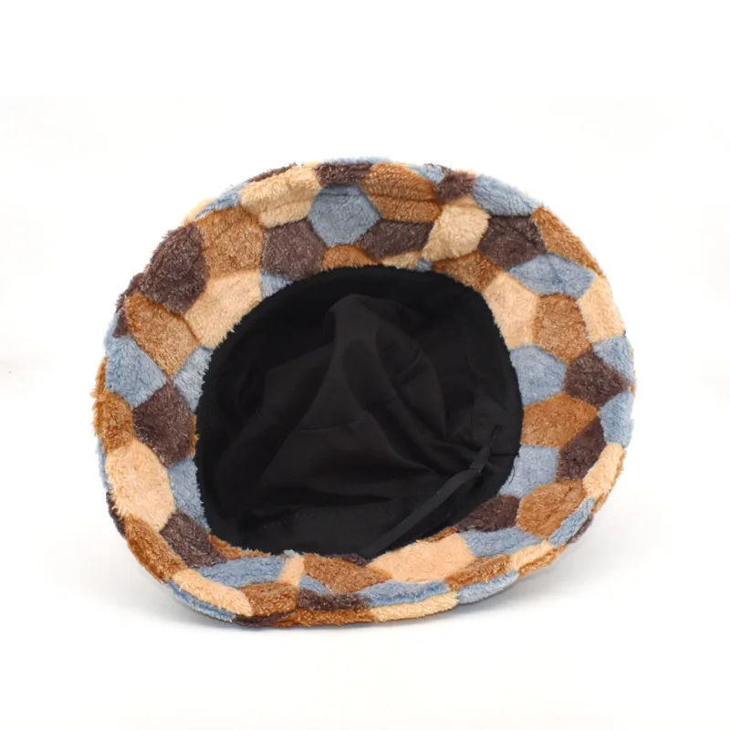 Women Fashion Stylish Custom Colorful Fuzzy Winter Bucket Hat Cap Color Beach hat