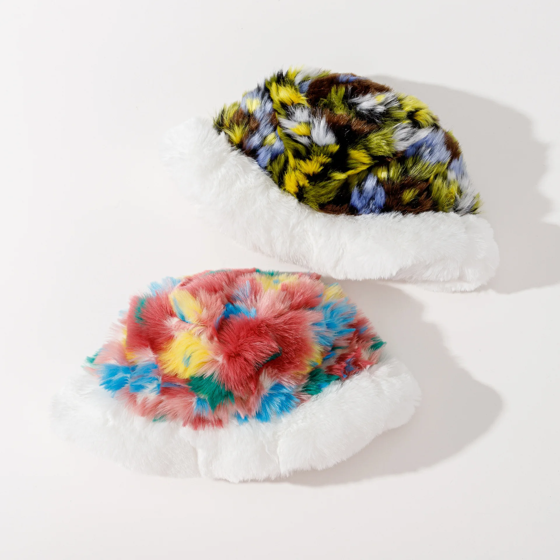 Fall Winter thick warm soft cozy chinese style flower  plush fisherman bucket hat cap for women lady