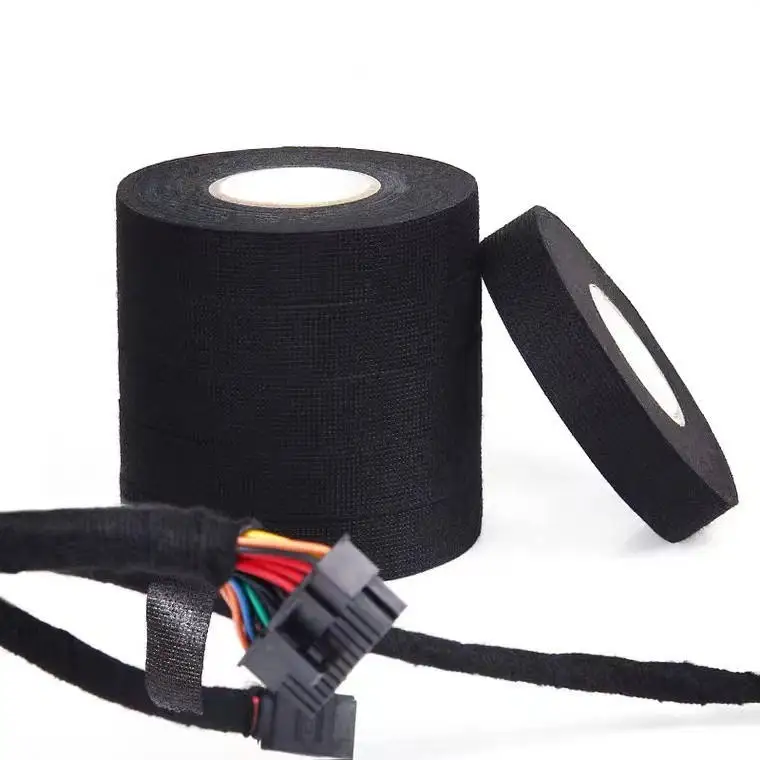 Automotive industry pet cloth wiring harness tape black wire cloth harness tape fire retardant polyester tape