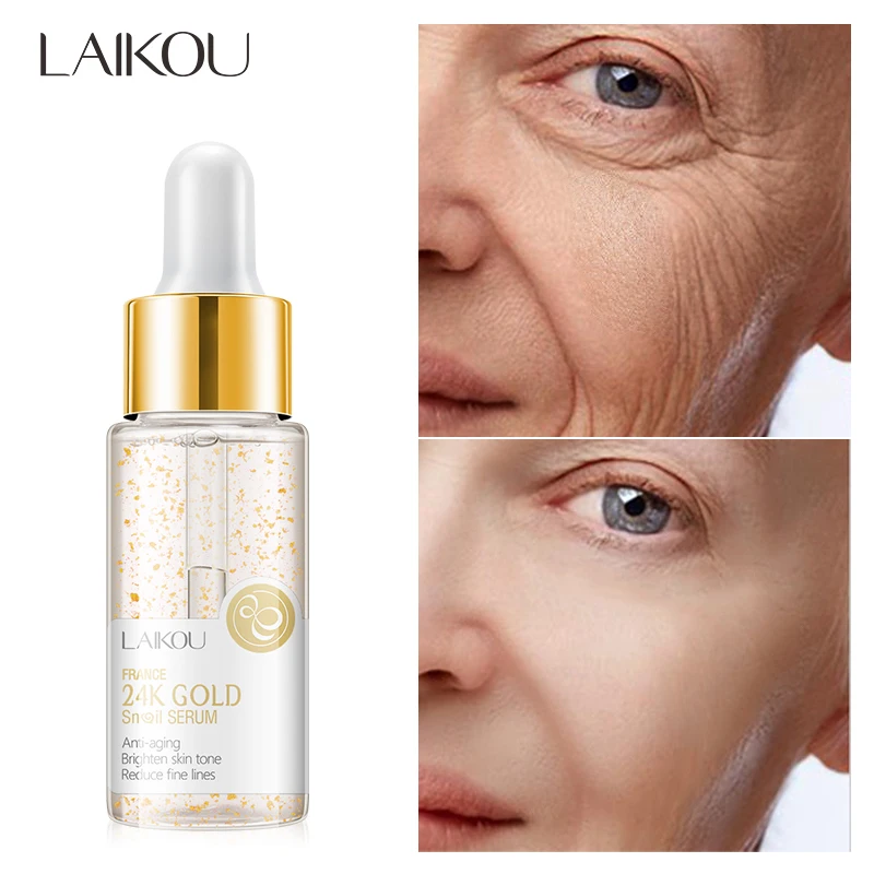 New facial care LAIKOU 17ml serum anti-aging whitening 24k gold snail face serum