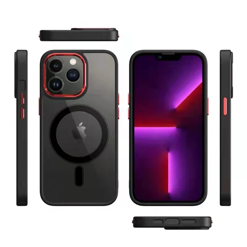 ТПУ Рамка для Iphone 12 13 Pro Max Прозрачный Новый роскошный ударопрочный магнитный беспроводной зарядный чехол