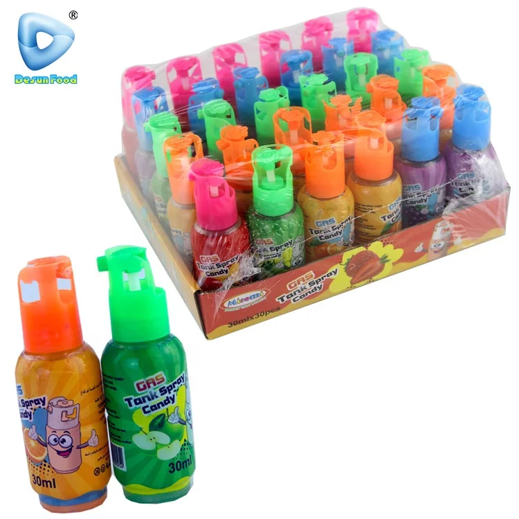 Wholesale gas tank shape fruit sour sweet spray liquid candy