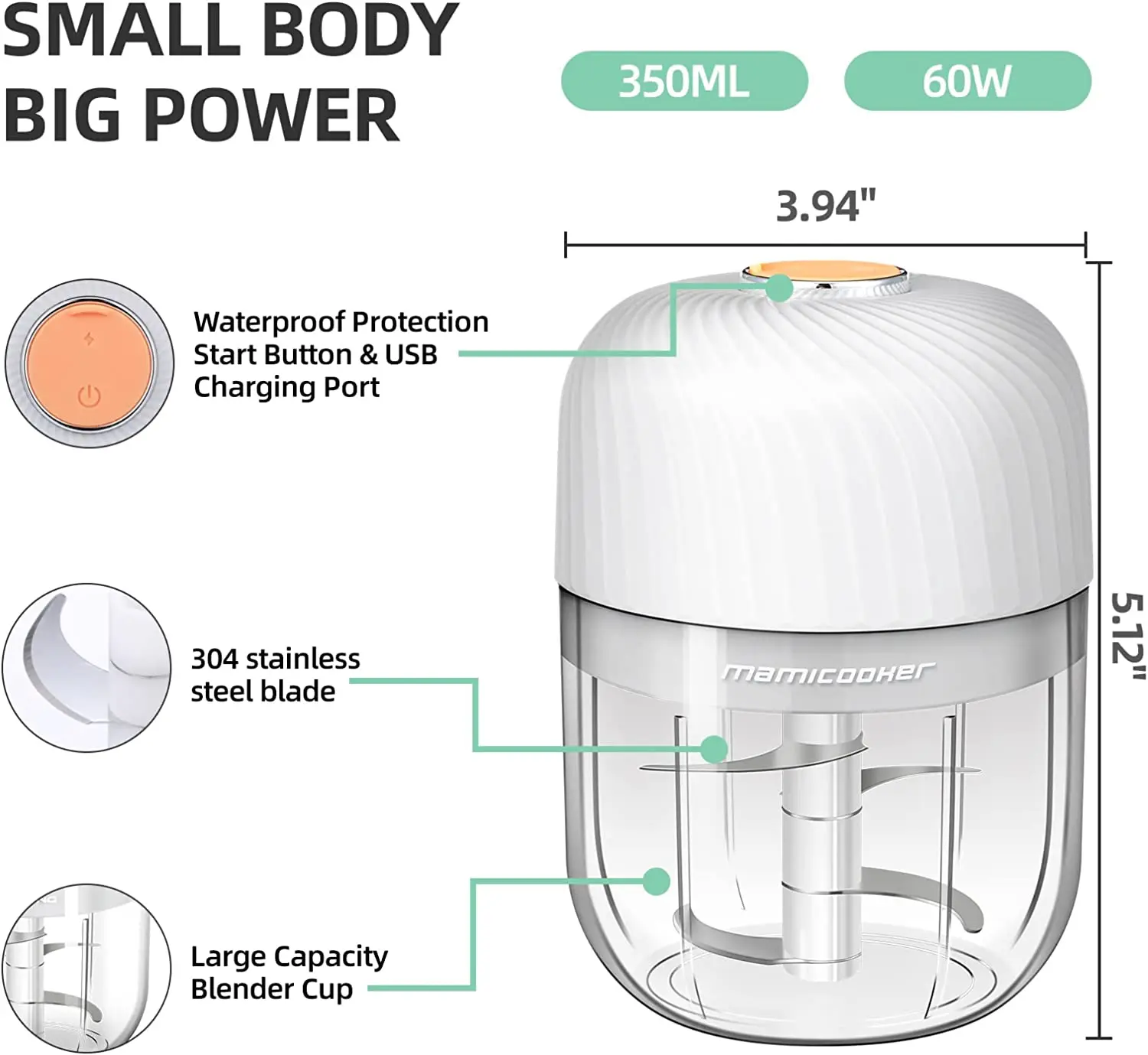 Kitchen Machine Food Chopper Electric Vegetable Cutter Kitchen Portable Electric Garlic Vegetable Chopper