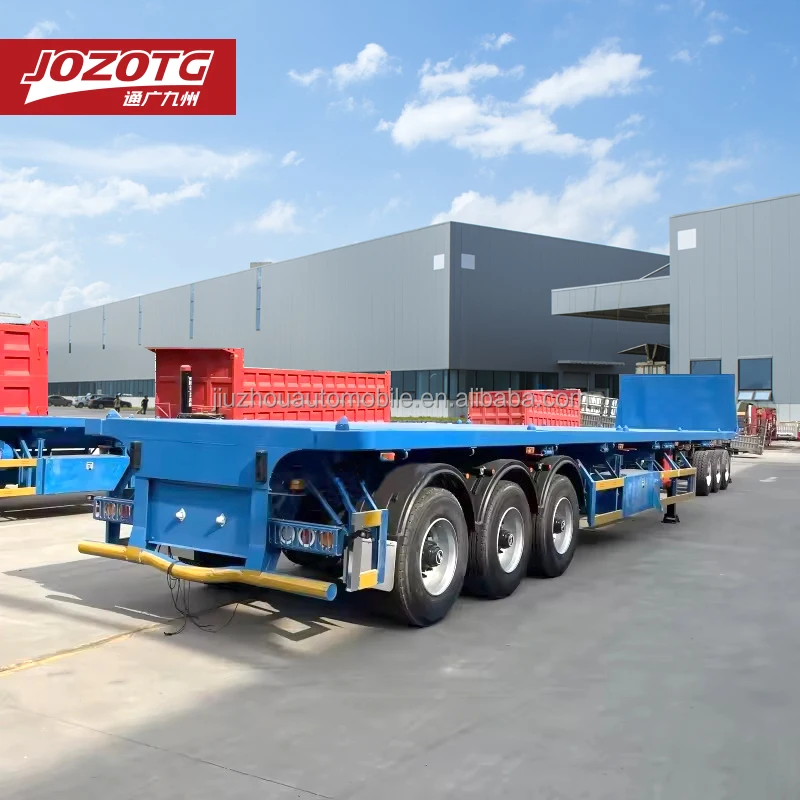 3 Axle Heavy Duty Custom 20ft/40ft Flatbed Container Semi Trailer With Container Lock Flatbed Container Semi Trailer