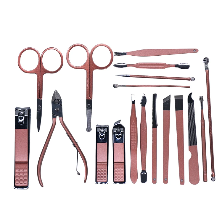 Набор для профессионального педикюра из нержавеющей стали, 18 шт., набор для стрижки ногтей, черный