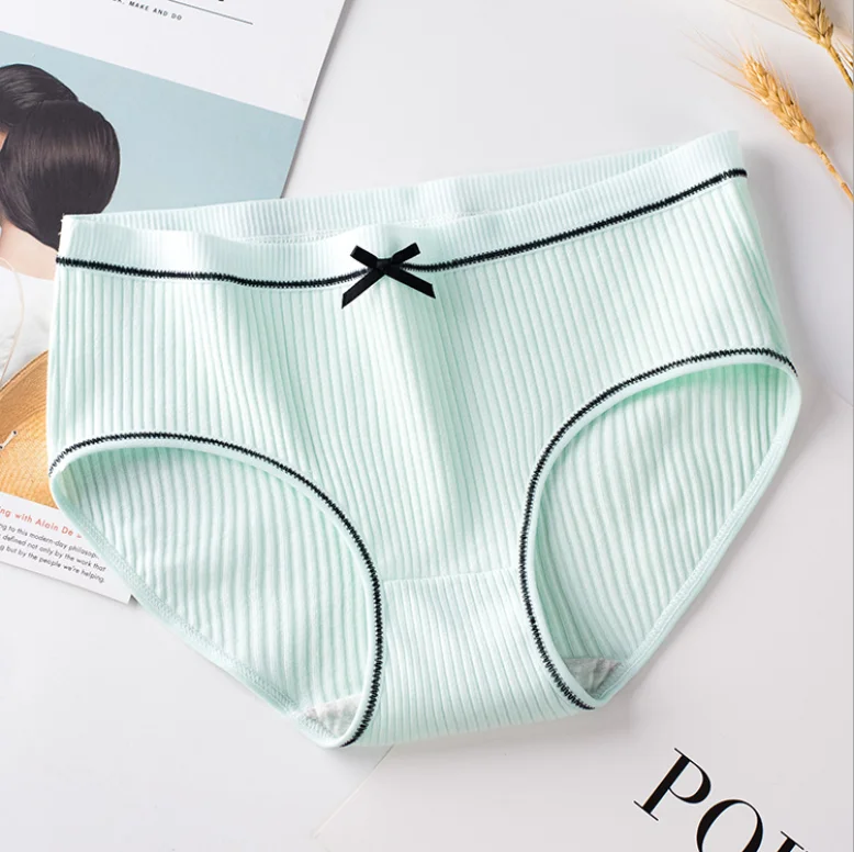 Hotsale Pure Cotton  Panties Lady Thread Princess Bow Sexy Medium Waist Panties Ladies Large Size Briefs