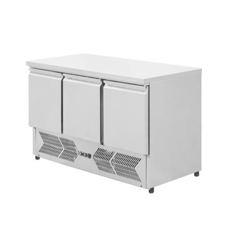 6 Feet Commercial Freezer Working Station 3 Door Prep Chiller Fridge With Compressor Back