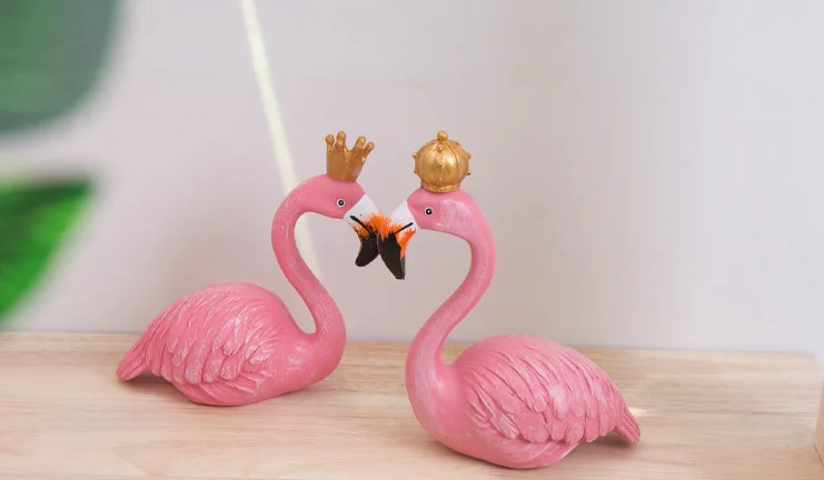 Creative Wooden Flamingo Cake Car Ornament Home Decorative Wood Handicraft Party Gift Art Decoration