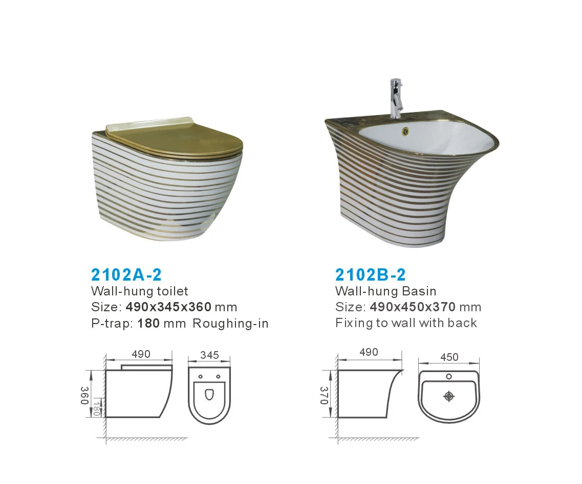 Plated Color Toilets Basin Set Golden Toilet Ceramic Luxury One Piece Modern Hotel Wall Mounted Gravity Flushing System 5 Years