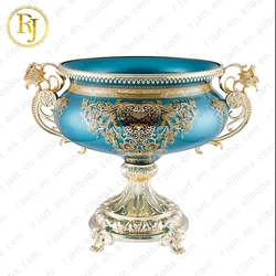 Uzbek Kazak Tajik European Skidki Idishlar Round Shape Fruit Plate Chinni Gold Pattern Posuda Decorative Bowl Footed