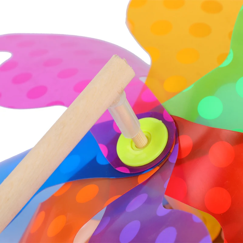 Ultra Low Price Rainbow Plastic Windmill Wooden Garden Ornament Pinwheel