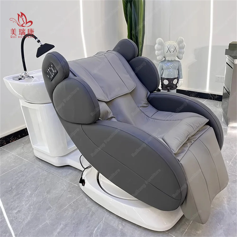 High quality 2 motor electric massage rotating shampoo bed with customizable colors for salon barber shop