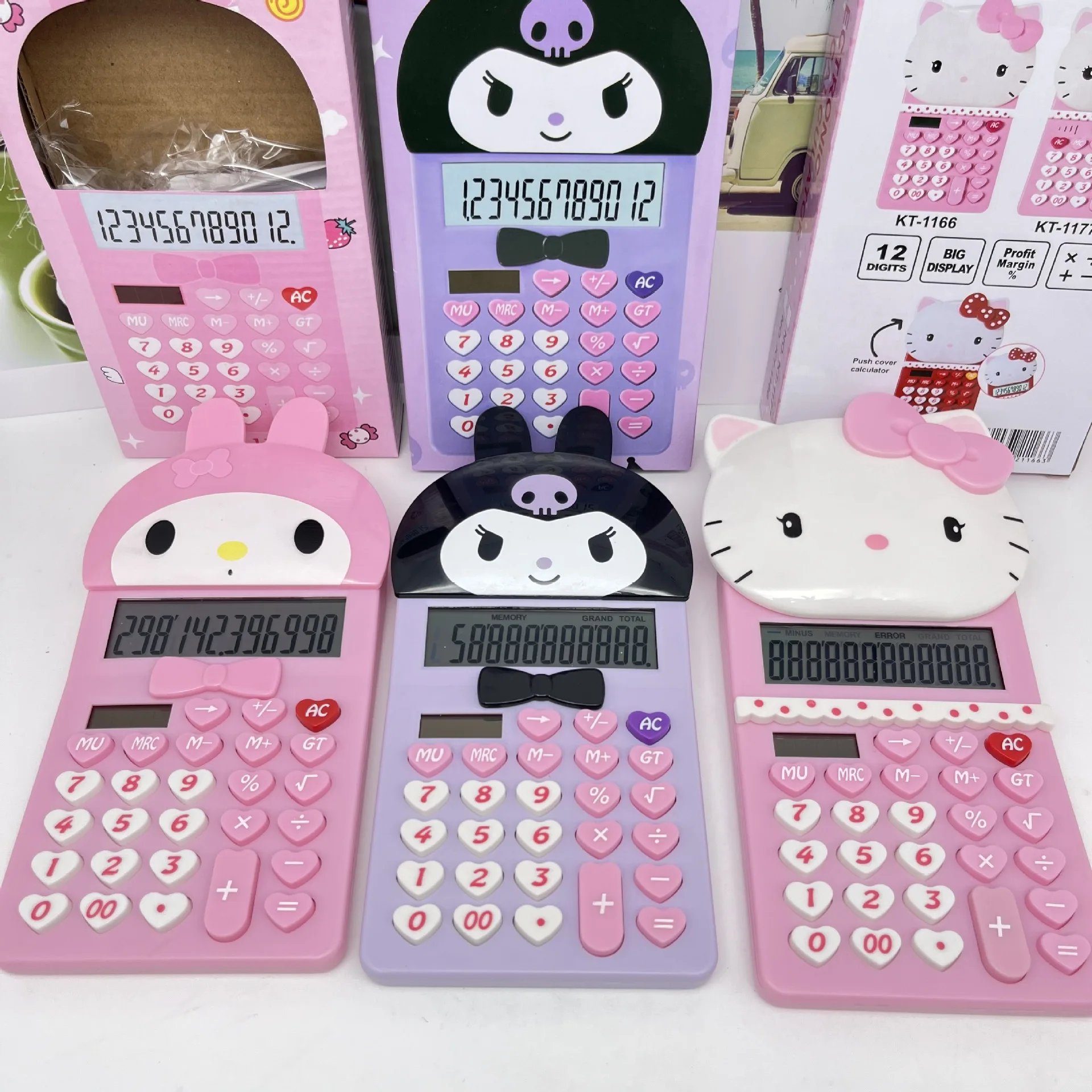Cute 12-Digit Desktop Calculator Precision Financial Counteller Digital Scientific Style Plastic Solar Anime