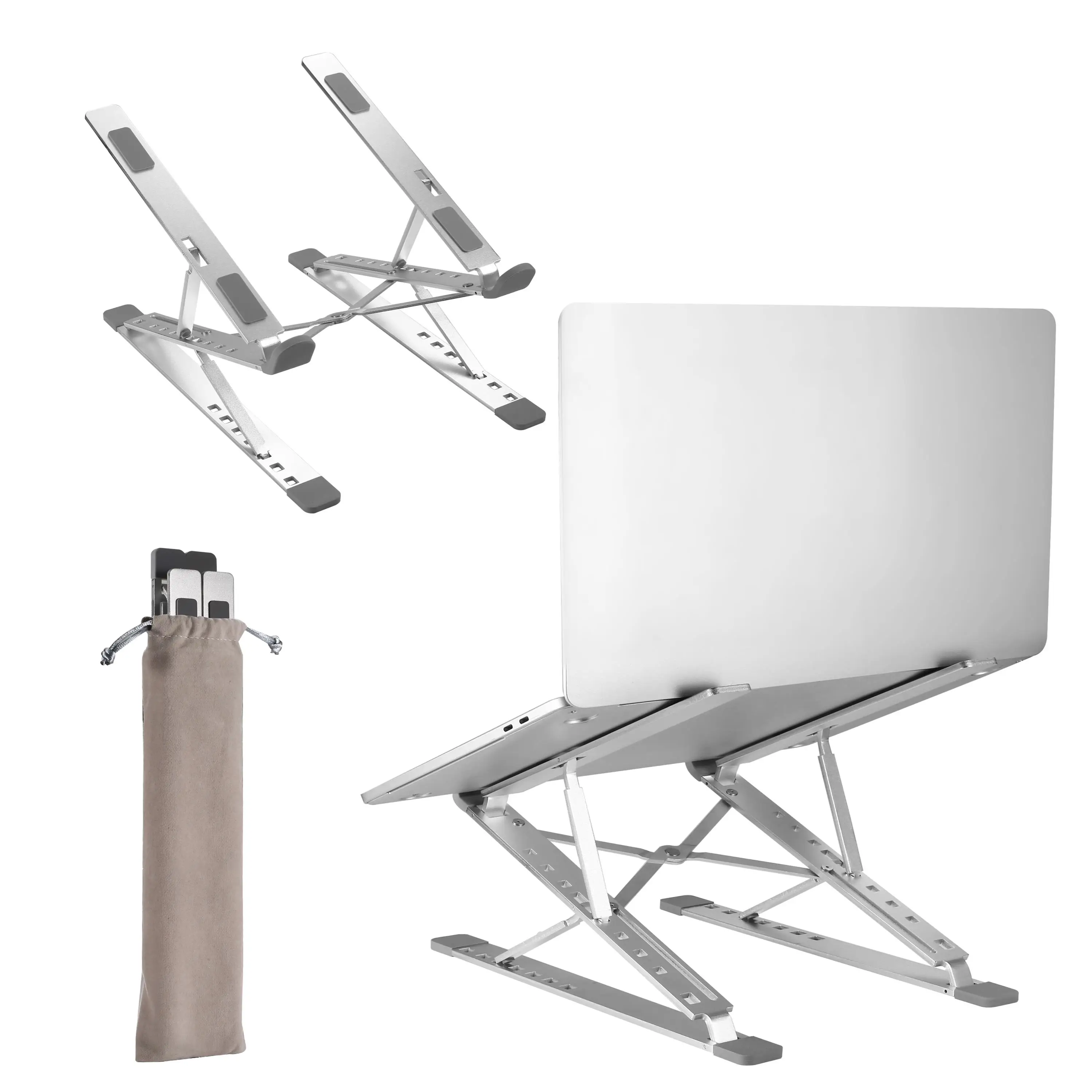 Hot Selling Aluminum Foldable  Sit and Stand Working Laptop Stand Ergonomic Notebook Stand Holder Dual-Layer Laptop Riser