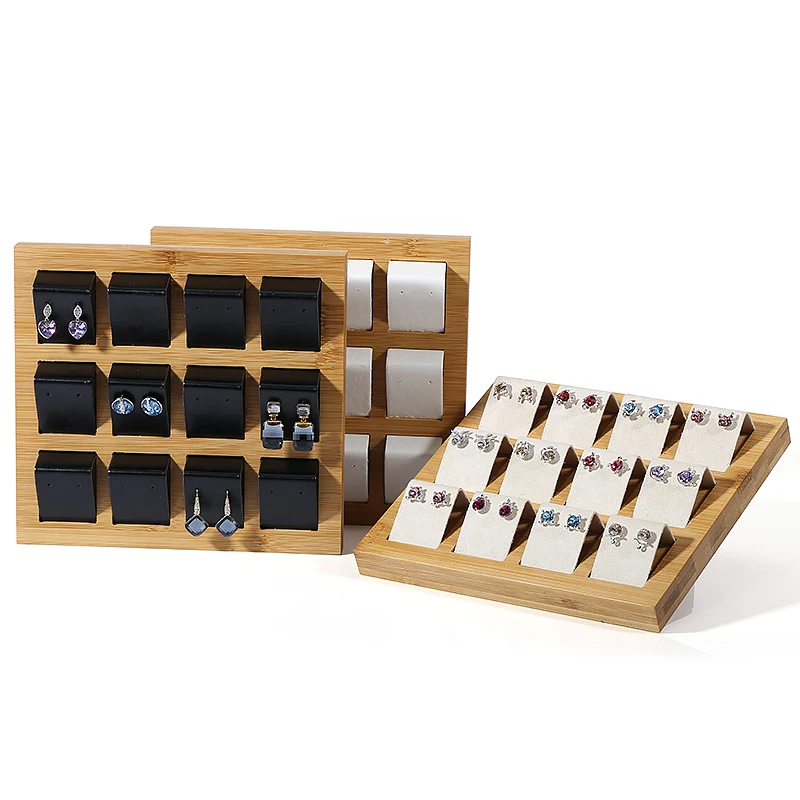 DIGU Custom Wholesale Jewelry Display Stand Leather Velvet Jewelry Storage Earrings Jewelry Display Tray