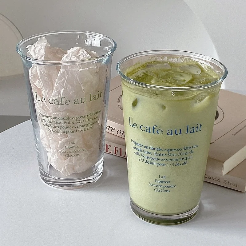 Korean glass drinking cup transparent glass tumbler iced coffee cup