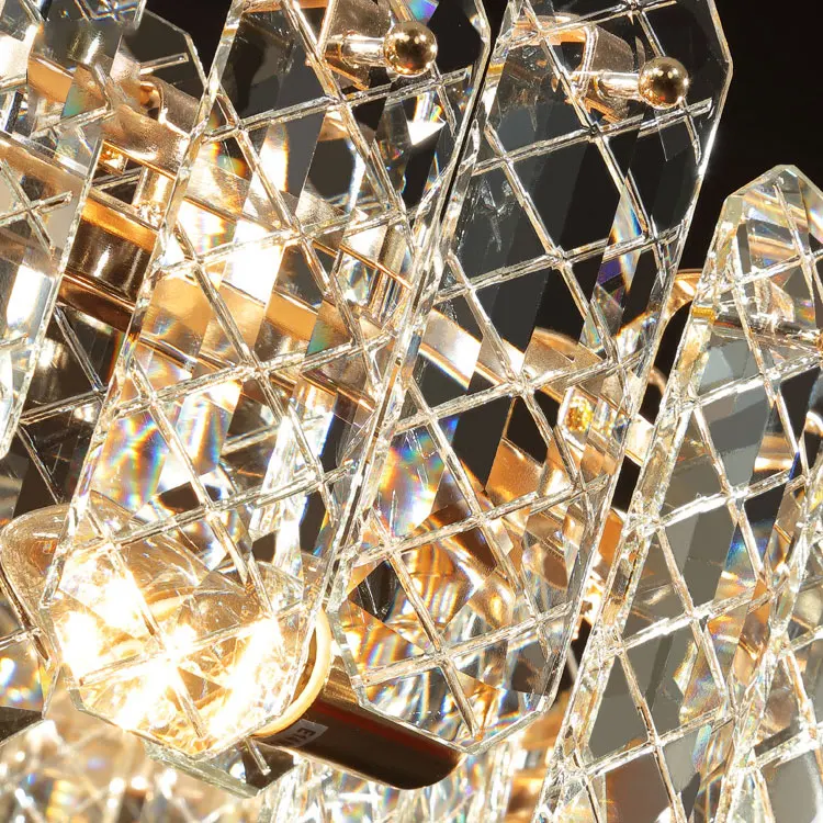 circle pendant light living room Modern luxury round smoke grey k9 crystal chandelier