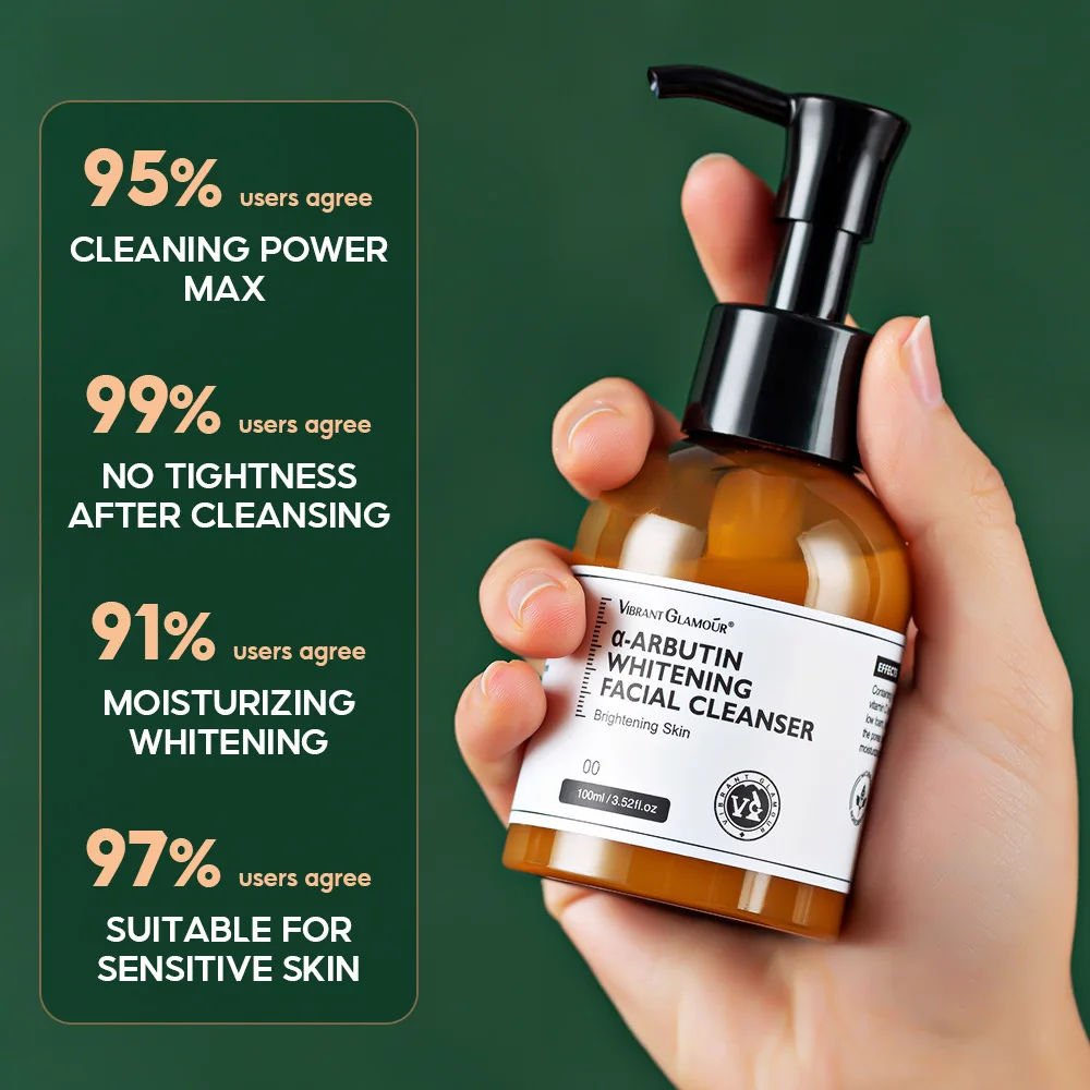 Private label Brightens and Reduces Fine Lines Gentle Cleanser Vitamin C Cleanser Face Wash With Arbutin Extract