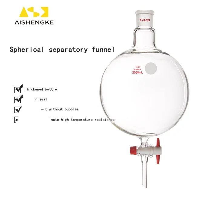 ASK Manufacture 1 2 3 5 10 20L лабораторный стеклянный инструмент тетрафтор поршень сферическая сепарационная воронка