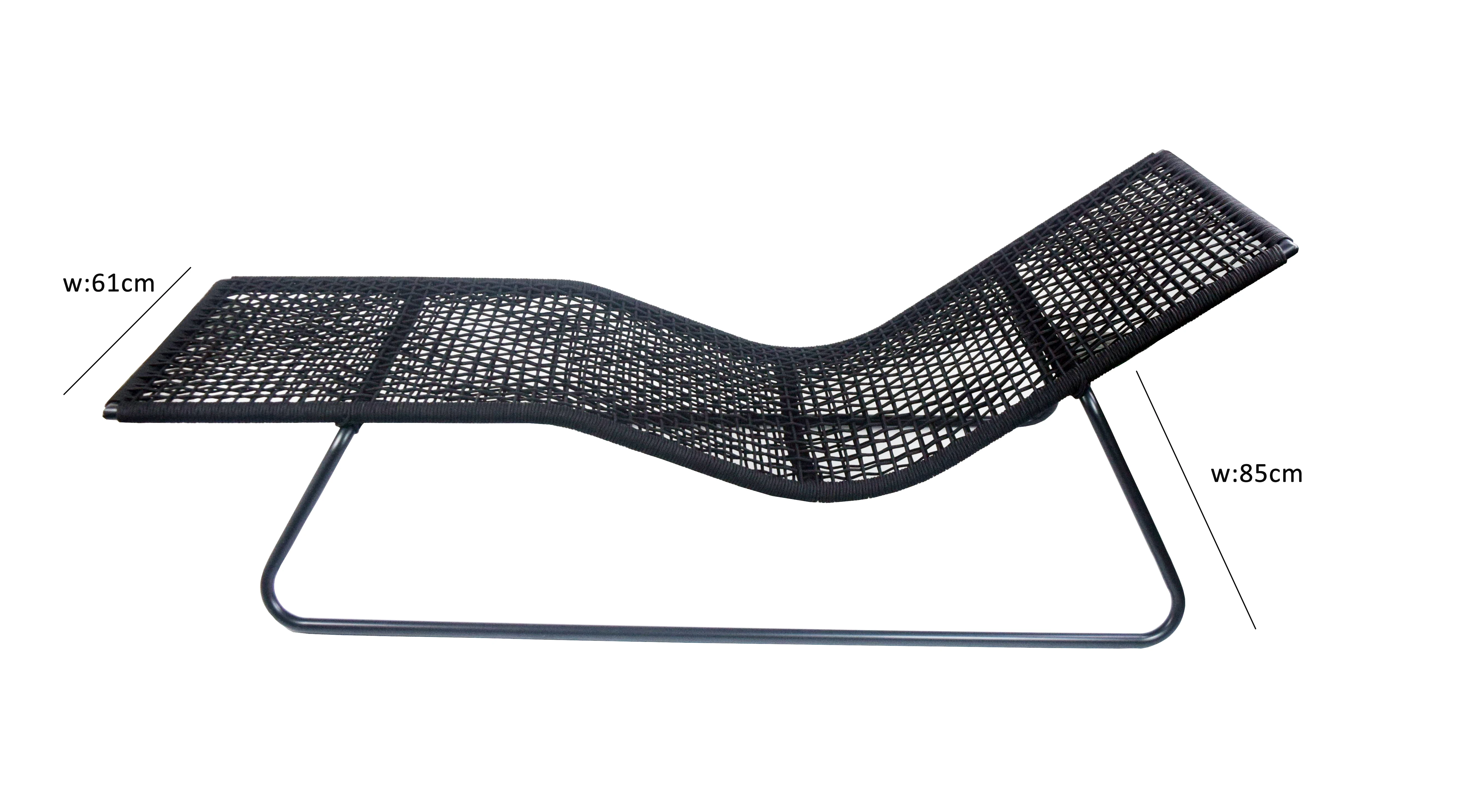 Fixed Back Rope Weaving Sun Lounger Chaise Chair Stacking Beach Swimming Pools Hotels Dining Parks Villas Gyms Made Metal