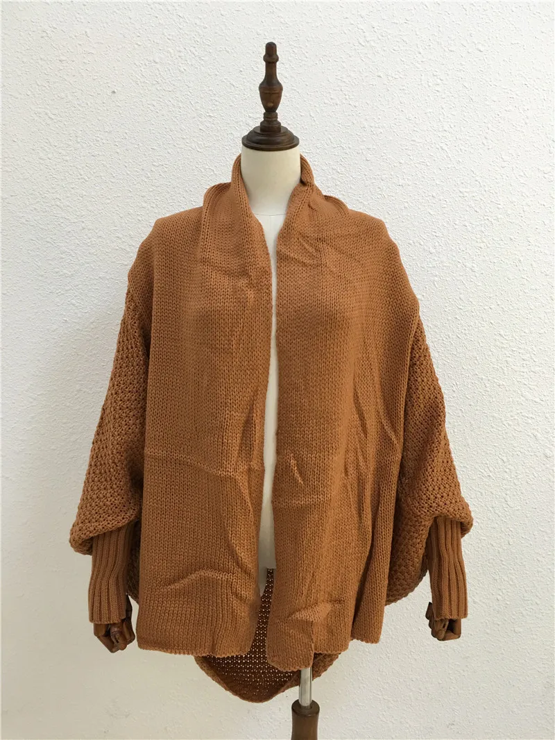 Женские вязаный свитер с рукавами «летучая мышь» Длинный свободный изготовленный на заказ зимние женские ботинки больших размеров трикотаж вязаные свитера кардиган пальто для женщин