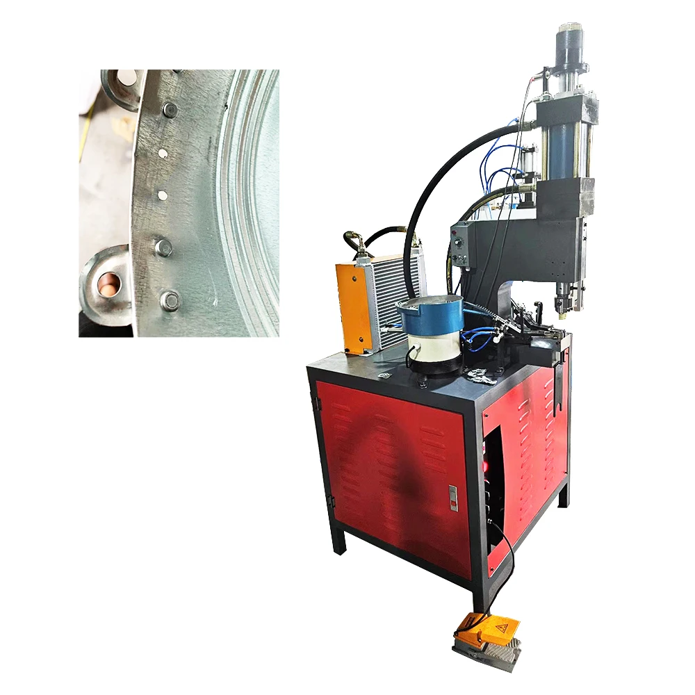 Single Hydraulic cylinder 8T double heads riveting machine for bucket with solid rivet