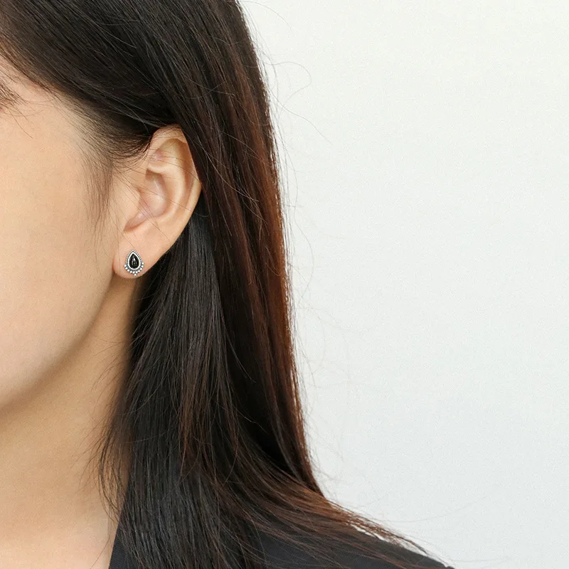 Nabest 925 Silver Jewelry Water Drop Turquoise Earrings Hypoallergenic Women Vintage Charm Stud Earrings