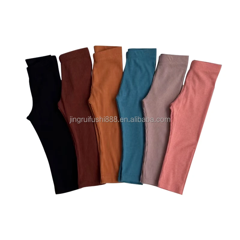 Hot Sale Kids Girl Leggings Multi Color Rib Knit Fabric Skinny Pants Fashion Customize Children Tights Leggings