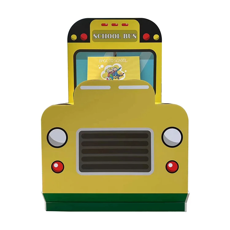 Premium Freestanding Customizable Magazines Exhibition Rack Journals Display Stand School Bus Design Books Display Rack