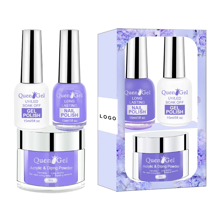 Best Quality No Need Lamp Cure Quick Nail Color Dip Acrylic Powder White Crystal 3 In 1 Powder Acrylic Set