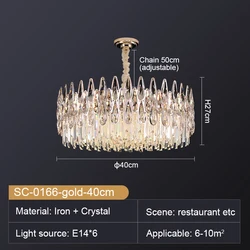 Modern Style Used In Living Room Bedroom crystal pendant lights Stainless Steel Golden Luster Suspended Crystal Chandeliers