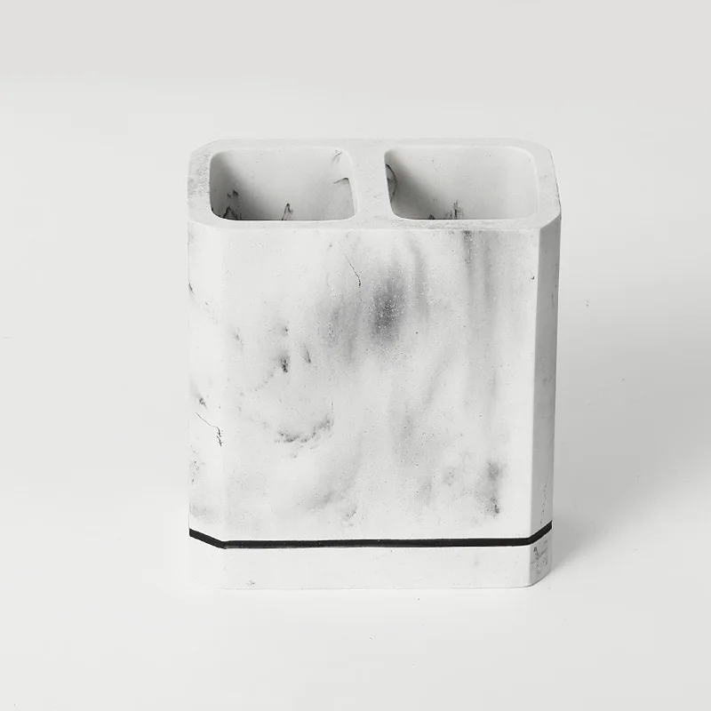 Custom Resin Bathroom Set Lotion Dispenser Soap Dish Tumbler Bathroom Accessories Set Marble White Resin Bathroom Accessories