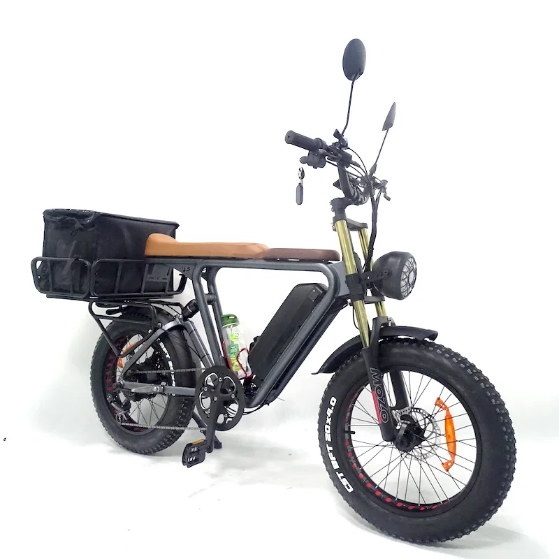 Винтажный Электрический велосипед 1000 Вт, грузовой велосипед с толстыми шинами, аккумулятор 180 кг 20 Ач, Cargobike