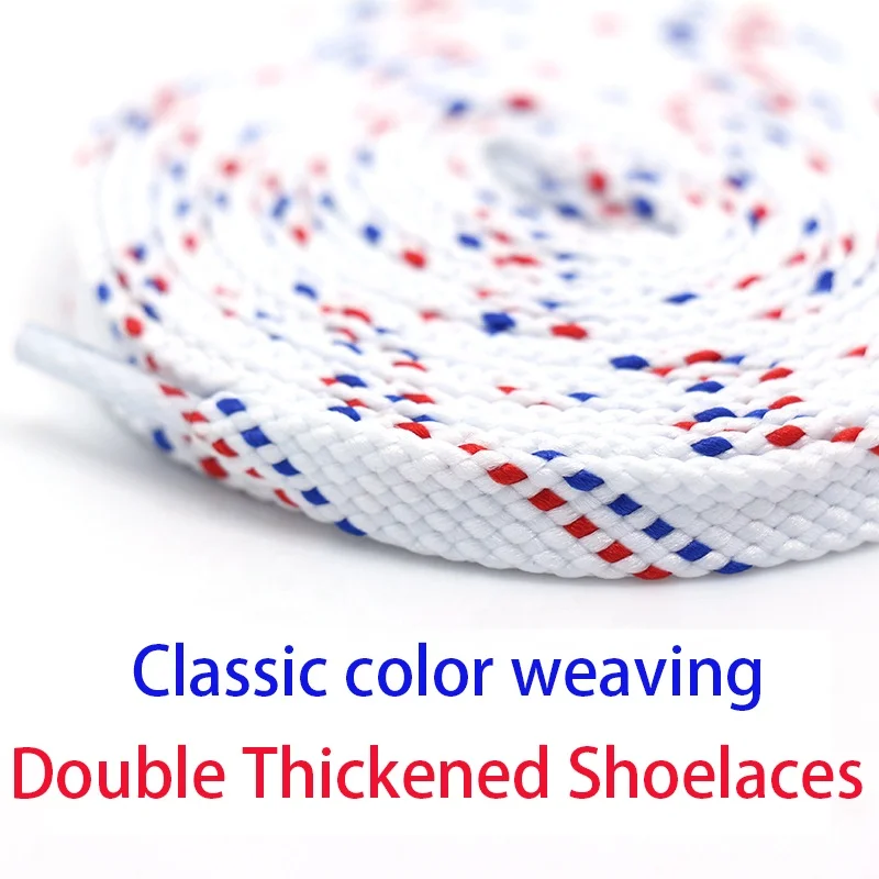Customizable Metal Tipped Shoe laces Flat Polyester Twill stripe pattern sneakers shoelace