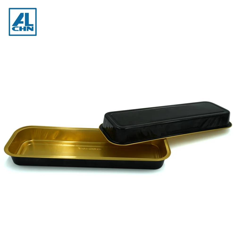Gold inside,Black outside 700ML/24OZ disposable loaf tray bakery used aluminum foil container