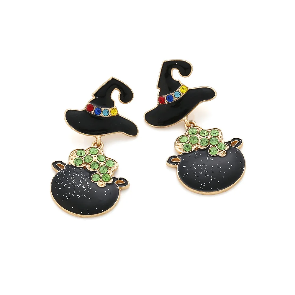 Halloween Wizard Hat Handmade Tassel Stud Earrings Vintage Cartoon Character Earrings Jewelry