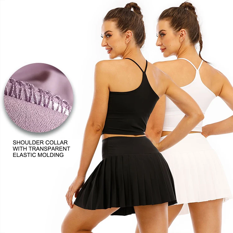 Two Pieces Women Sport Short Skirt Yoga Fitness Wear Nude Feel Breathable Safety lining Tennis Golf Skirt With Pocket