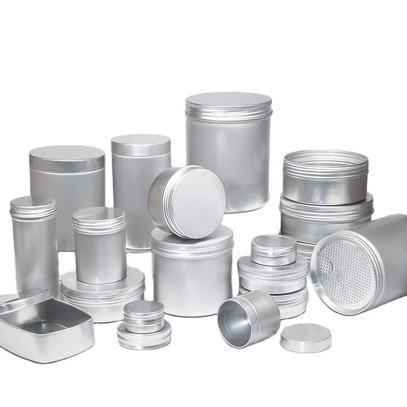 empty 30ml 50ml 100ml 120ml round aluminium Jar cosmetic screw lid aluminium tin can packaging box