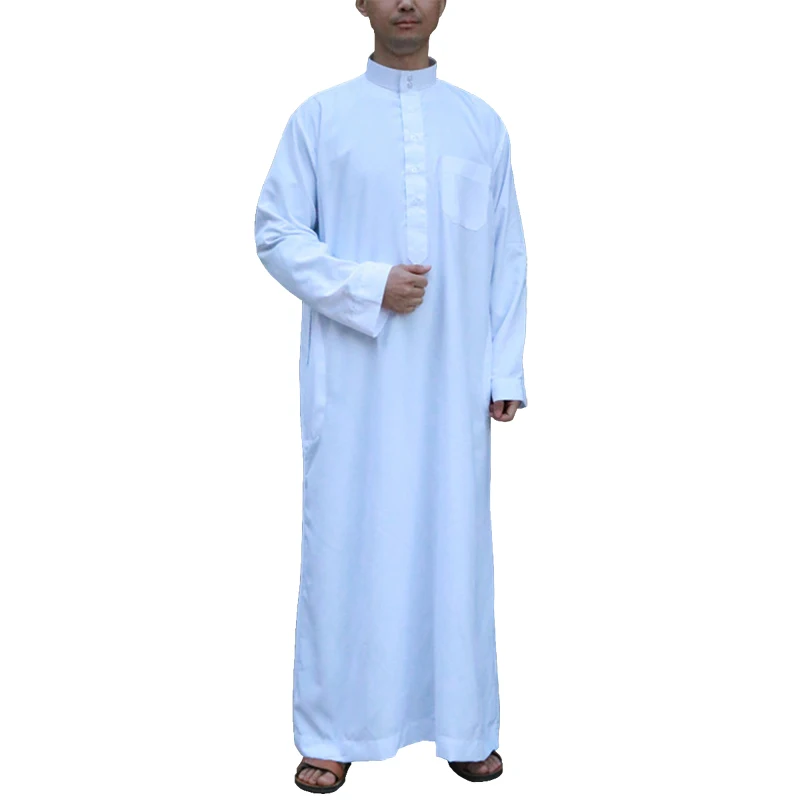 Мусульманская молитвенная одежда Qatari со стоячим воротником мусульманская Boubou Арабская джубари удобная абайя Тобе