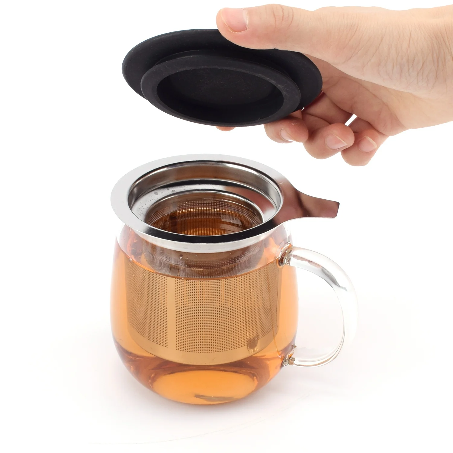 Extra Fine Mesh Tea Filter 304 Stainless Steel Tea Infuser Basket with Silicone Lid