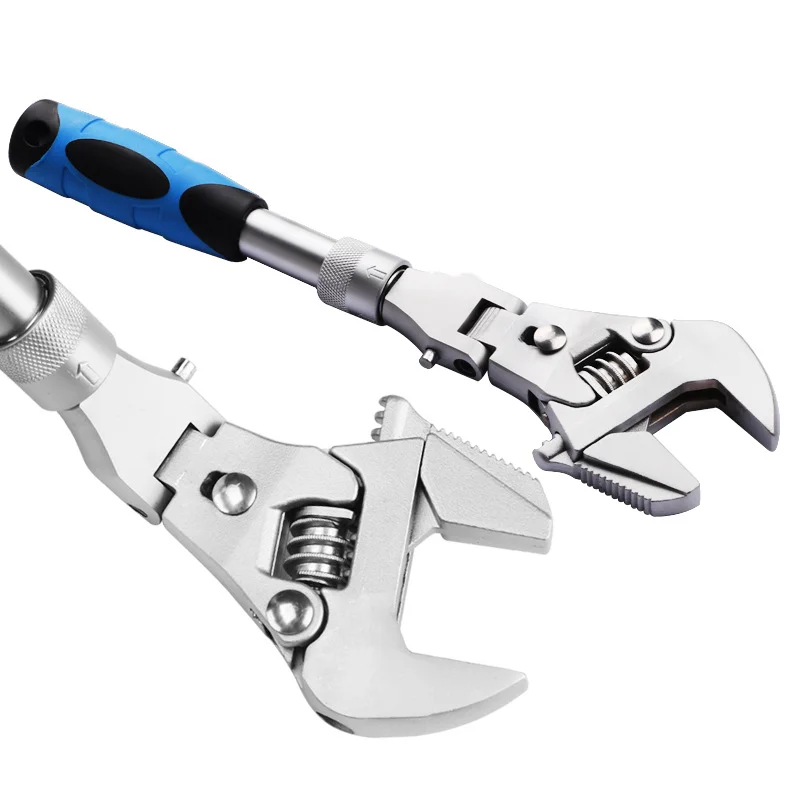 Multi 5 In 1 Adjustable Wrench 10 Inch telescopic wrench Folding Spanner Maintenance Manual Tool for Household
