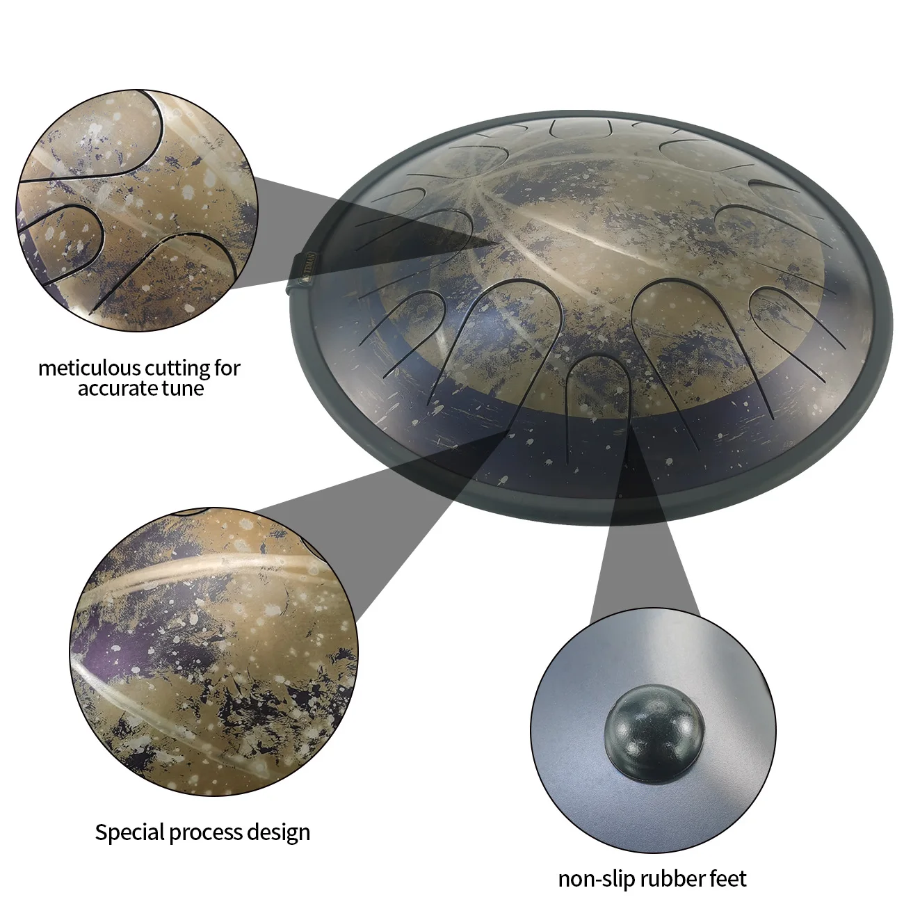 ASTEMAN Steel Tongue Drum Universe series moon 14 inch 14 tone