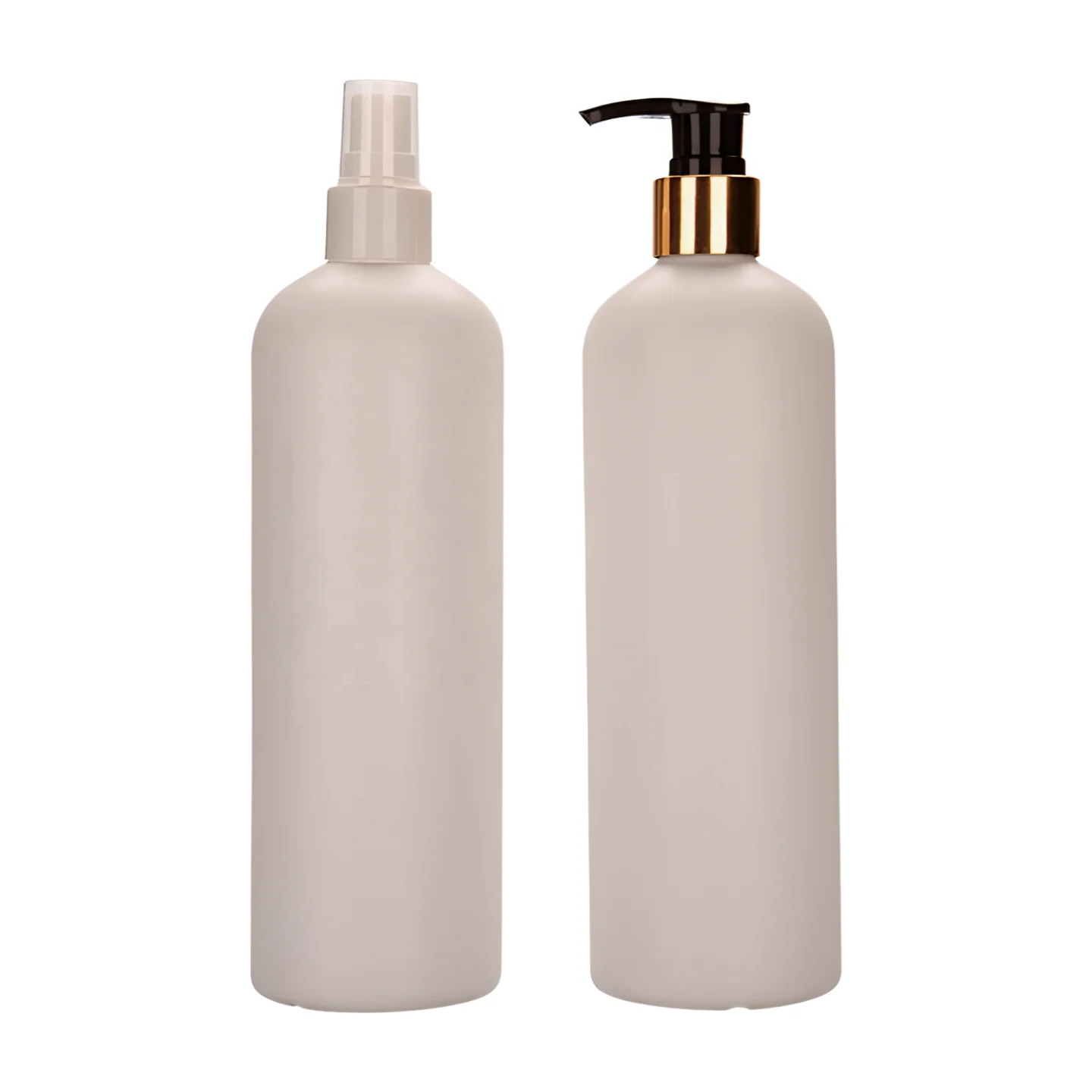 500ml HDPE Empty New Luxury 24mm Shampoo Bottle Shower Gel Round Bottle With Pump Dispenser