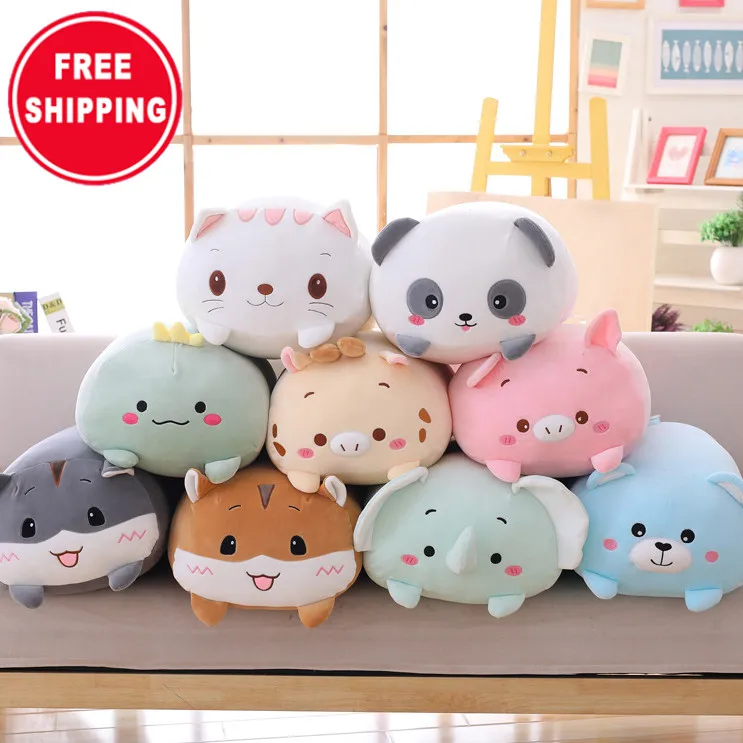 Free Shipping 9 Styles Stuffed Animal Dinosaur Pig Cat Bear Plush Toy Cartoon Hamster Elephant Deer Panda Pillow Plushie