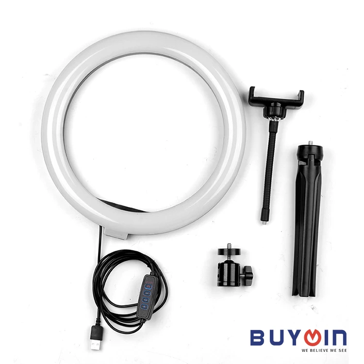 Wholesales Dimmable LED Ring light stand 26cm Ring fill light for YouTube Video Makeup 10 inch Ring light with tripod stand