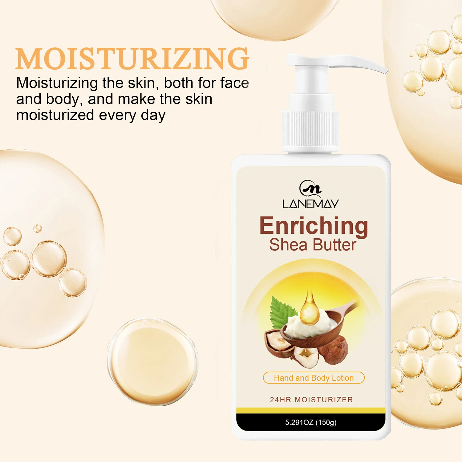 Private Label 150ML Body Cream Skincare Moisturizing Firming Whitening Organic Shea Butter Body Lotion for Face And Body